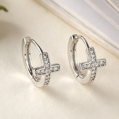 Geometric Cross Zircon Earrings