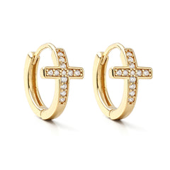 Geometric Cross Zircon Earrings